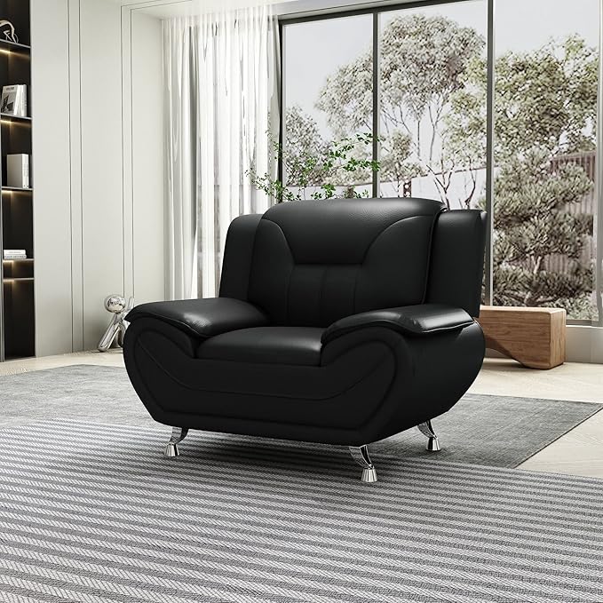 Container Furniture Direct Michael Modern Faux Leather Upholstered Stainless - Image 14