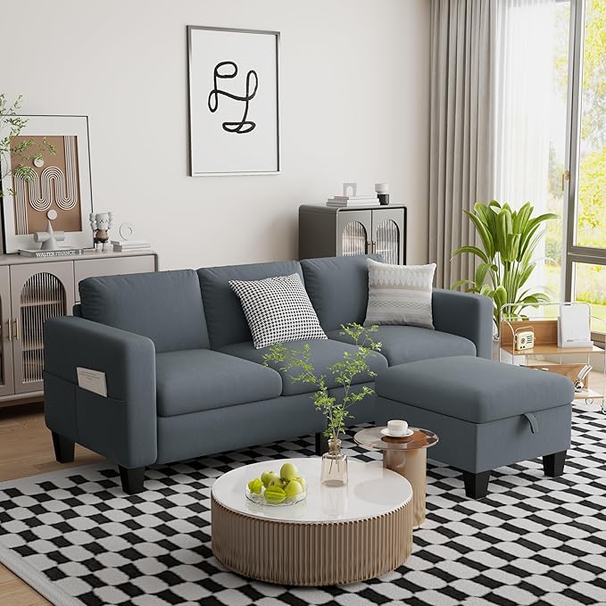 ZeeFu Convertible Sectional Sofa Couch, Classic 3 Seat L-Shaped Sofa - Image 4