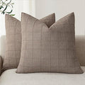 Foindtower Set of 2 Decorative Linen Check Throw Pillow Covers Neutral by Foindtower