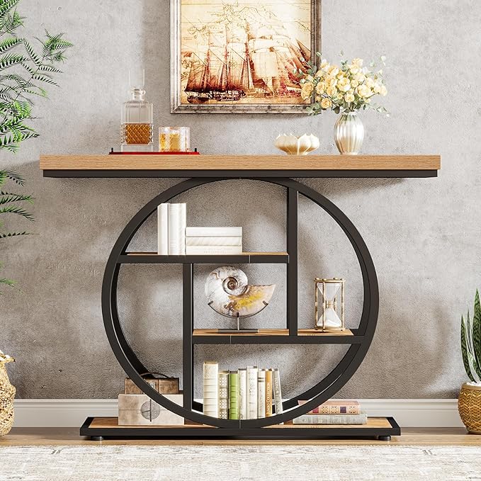 Tribesigns 41.3" Console Table, Industrial 4-Tier Sofa Table Entryway Table - Image 9