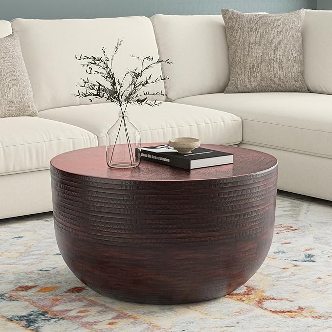 SIMPLIHOME Johnsen 30-inch Wide Metal Drum Coffee Table in Oil Rubbed Bronze - Image 2