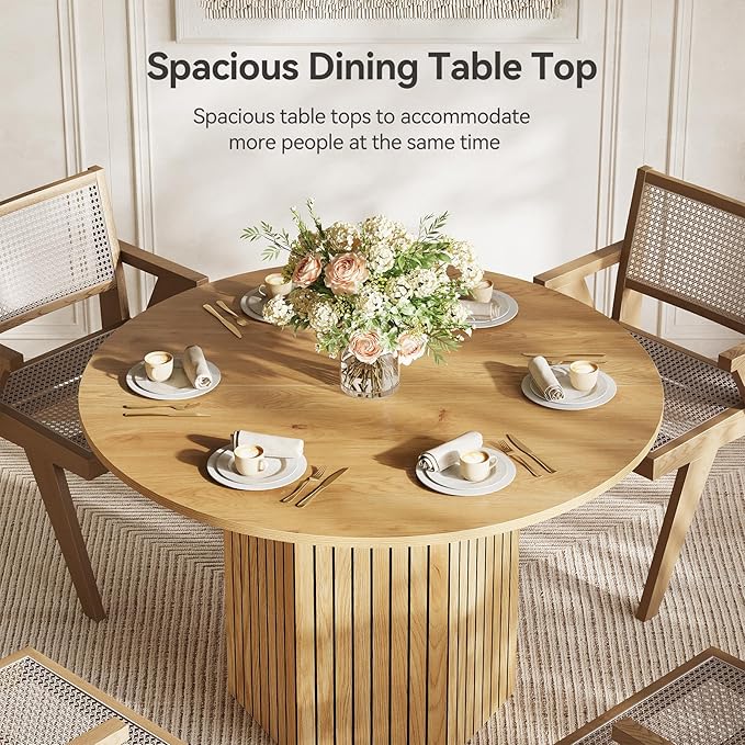 LITTLE TREE Round Wood Dining Table, 47-Inch Small Dining Table - Image 7