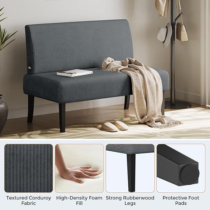 Yaheetech Small Comfy Sofa Mini Loveseat Couch 2-Seater Armless Sofa Chair - Image 5