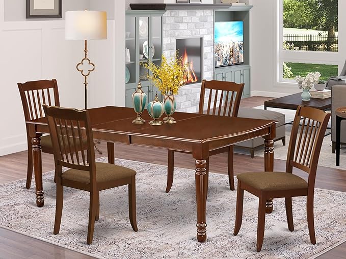 East West Furniture DODA5-MAH-C 5 Piece Dinette Set Includes a Rectangle Dining - Image 2