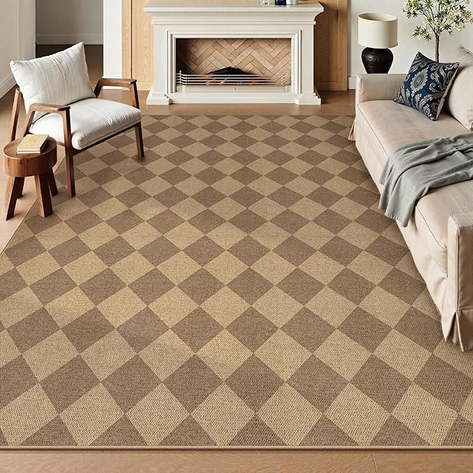 Lahome Checkered Easy Jute Rug, 9x12 Washable Dining Room Rug Indoor Outdoor - Image 2