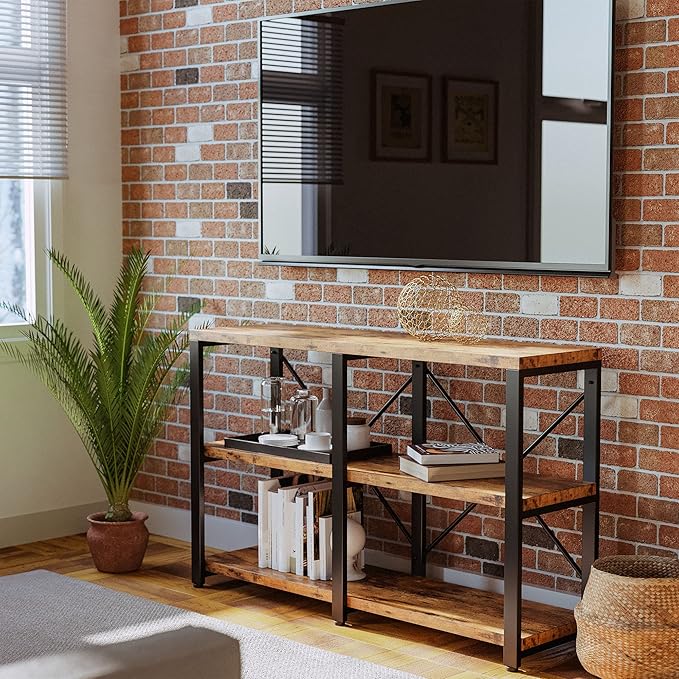 IRONCK Rustic Entryway Console Table, Long Hallway Table 47 in 3-Tier, TV Stand - Image 5