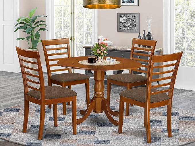East West Furniture DLML5-SBR-C 5 Piece Dinette Set - Image 2