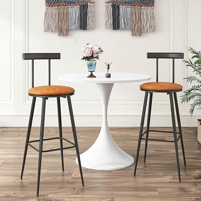 Bar Stools, Bar Chairs with Backrest and Footrest, Industrial Counter Stools - Image 4