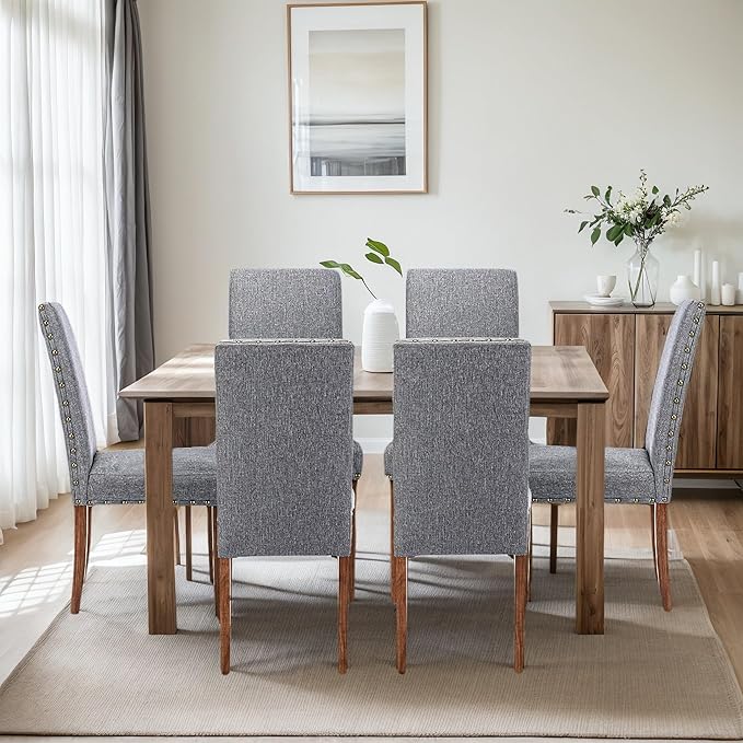 Parsons Kitchen Dining Chair Set Room Modern Upholstered Stylish Fabric High - Image 2