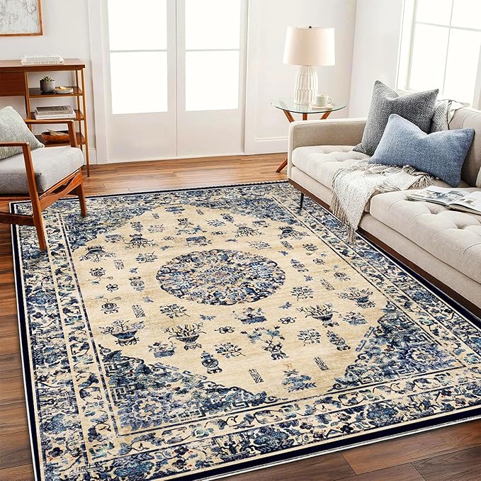 Area Rug 6'x9' Washable Vintage Traditional Floor Cover Thin Retro Kitchen by CHAMPLANT