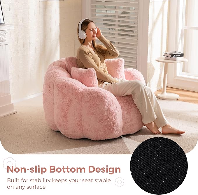 MAXYOYO Bean Bag Chair with 3 Pillows, Oversized Floral Shaped Bean Bag Sofa - Image 7