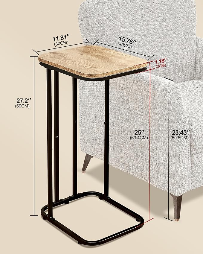C Shaped End Table Set of 2, Small Side Table - Image 3