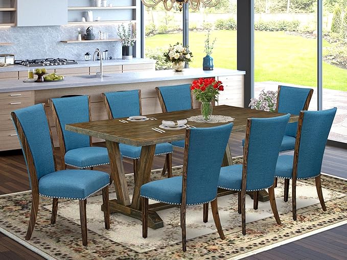 East West Furniture V777VE721-9 9 Piece Modern Dining Table Set Includes a - Image 2