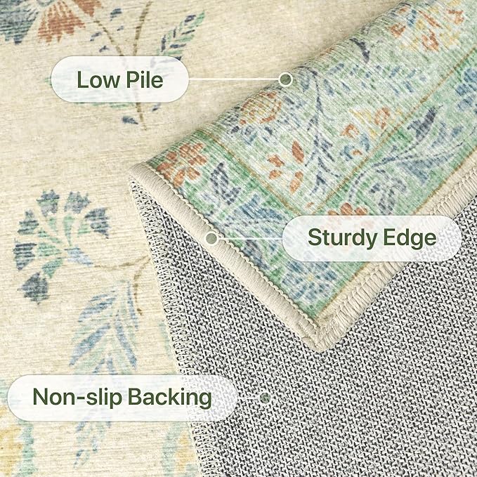 GENIMO 6x9 Area Rugs for Living Room, Machine Washable Non Slip Vintage Rugs - Image 7