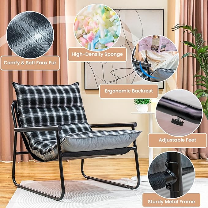 Plush Modern Accent Chair Single Comfy Chair - Image 5