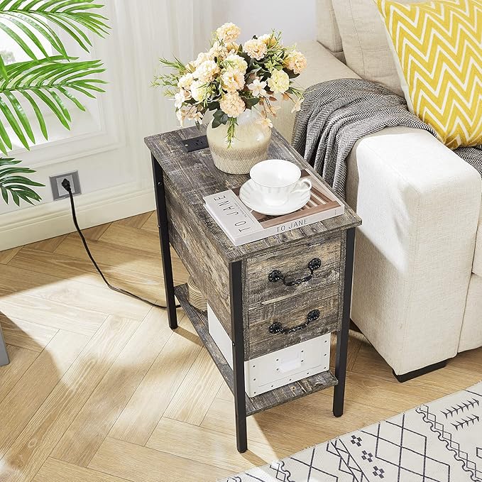 VECELO End Tables, Narrow Nightstands - Image 2