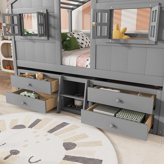 KEIKI Full Size Wooden House-Shaped Loft Bed - Image 7