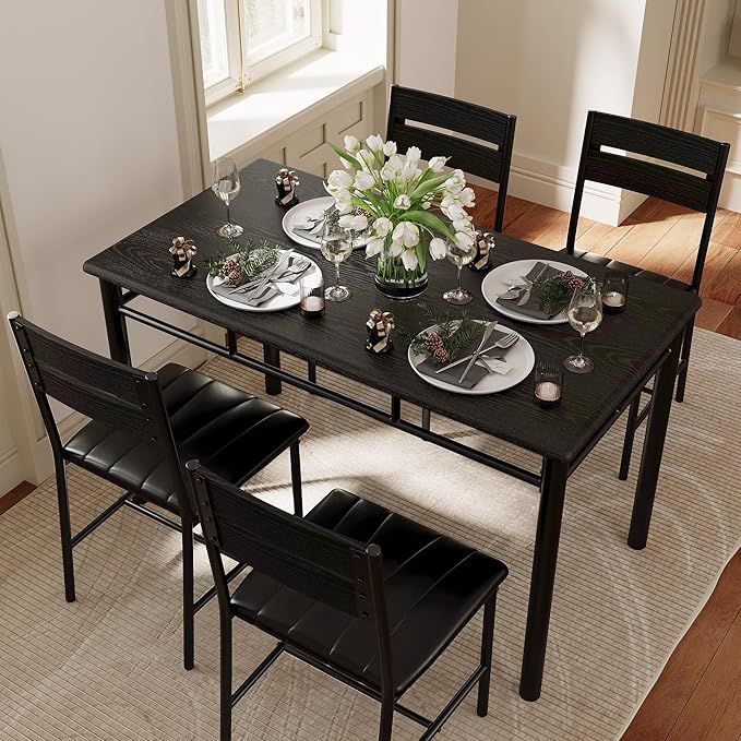 IRONCK Dining Table Set for 4, Wood Kitchen Table - Image 3