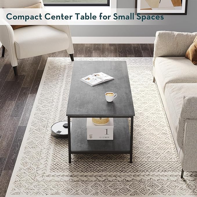 SAYGOER Coffee Table with Storage 2-Tier Industrial Center Table - Image 4