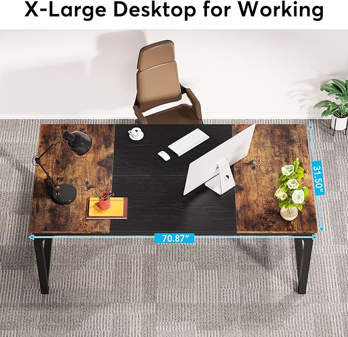 LITTLE TREE 70.8 Inch X-Large Executive Computer Office Desk - Image 6