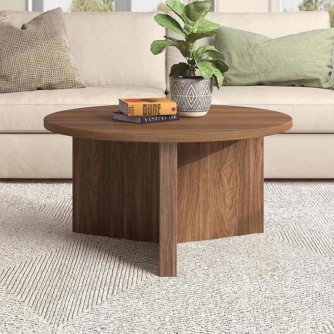 Henn&Hart 32" Round Wood Pedestal Coffee Table - Image 7