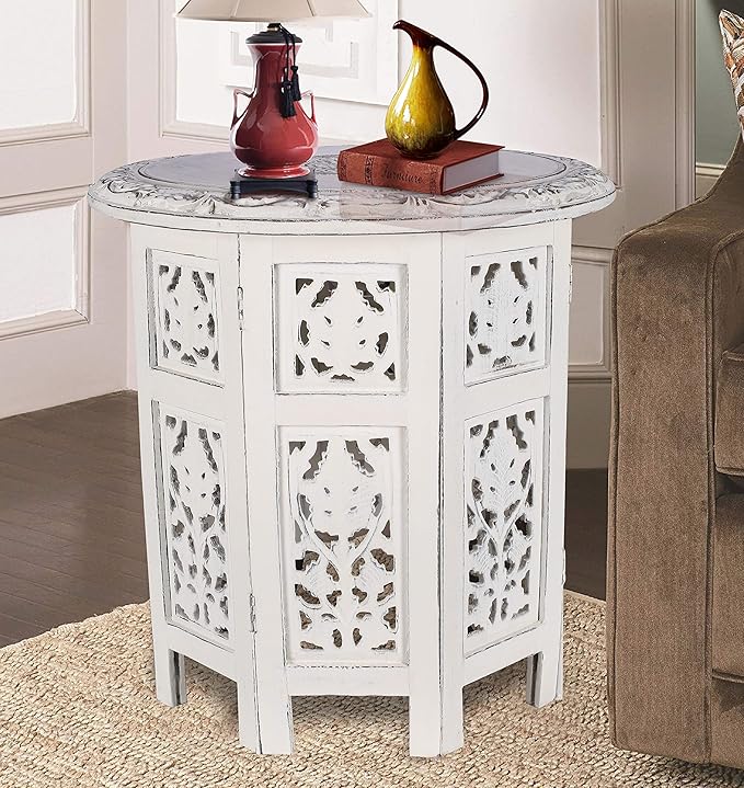 The Wooden Town Handcrafted White Wood End Table by TheWoodenTown