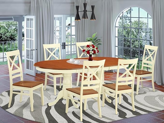 East West Furniture PLQU7-WHI-W 7 Piece Kitchen Table & Chairs Set Consist of - Image 2