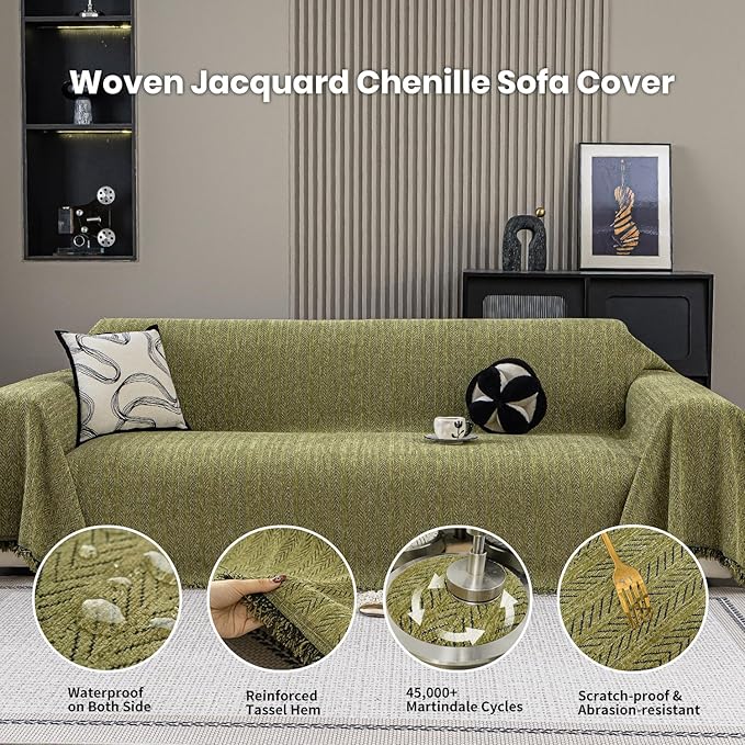Nobildonna Sofa Cover Washable Soft Thicken Chenille Couch Cover - Image 4