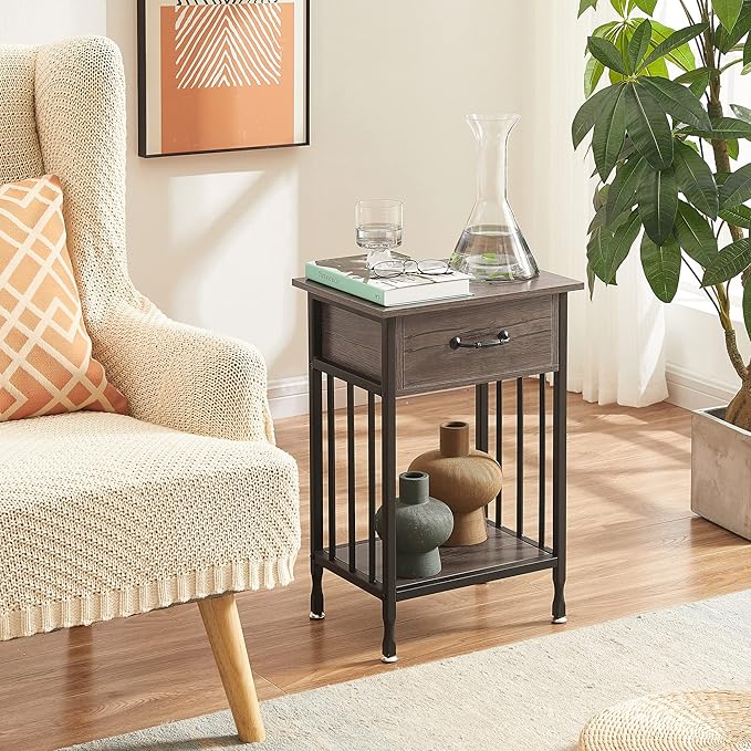VECELO Nightstands Set of 2, Industrial Side Table/End Tables - Image 4