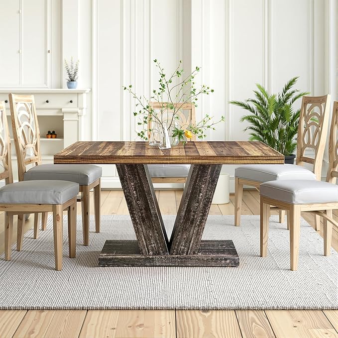47" Dining Table, Wooden Kitchen Dinner Table Heavy Duty, Farmhouse Table - Image 6