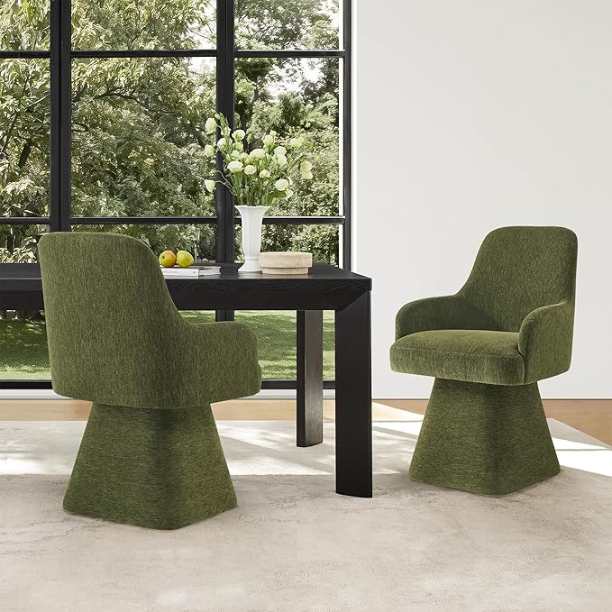 Swivel Dining Chairs Set of 4, Mid Century Modern Chairs Fabric Upholstered - Image 8