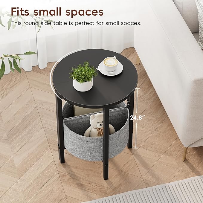 Vagusicc Small Round Side Table End Table, Tall Accent Table - Image 4