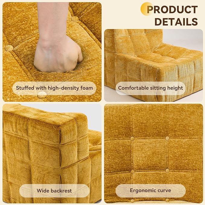 Bean Bag Chair, Soft Chenille Pre-Filled Lazy Chair Floor Sofa Bean Bag Chair - Image 4