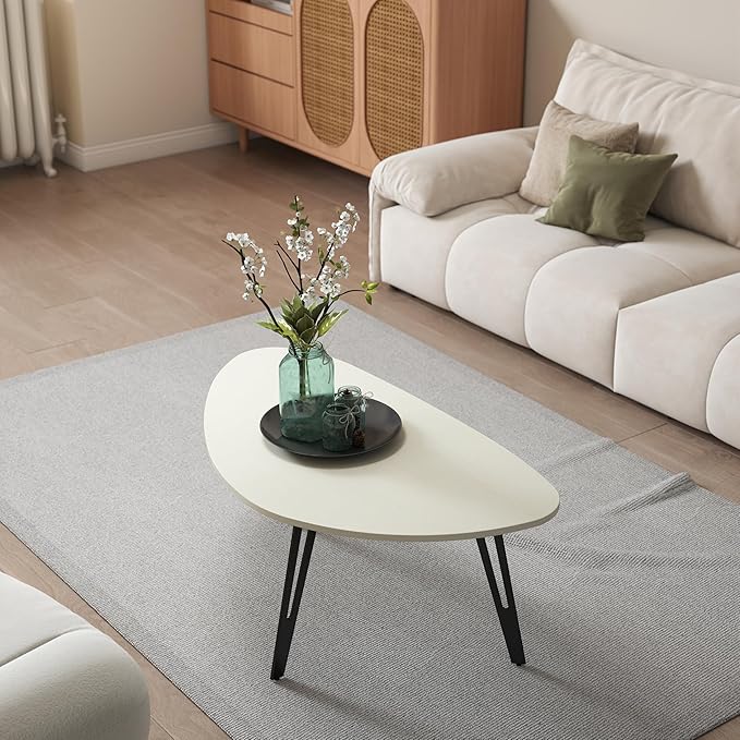 Manora Small Oval Coffee Table White, Modern Coffee Tables - Image 6