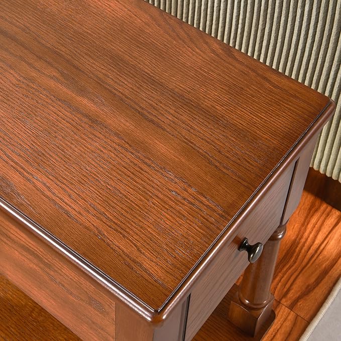 LEEMTORIG Solid Wood End Table Narrow Side Table - Image 7