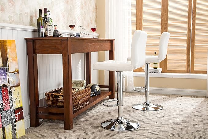 Roundhill Swivel PU Leather Adjustable Hydraulic Bar Stool - Image 2