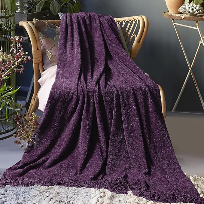 Chenille Throw Blanket for Couch 60"X 80" Twin, Soft Cozy Throws - Image 8
