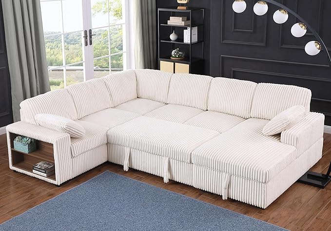 Eafurn Oversized Convertible U Shaped Sleeper Sectional Sofa Pull Out Couch Bed - Image 5