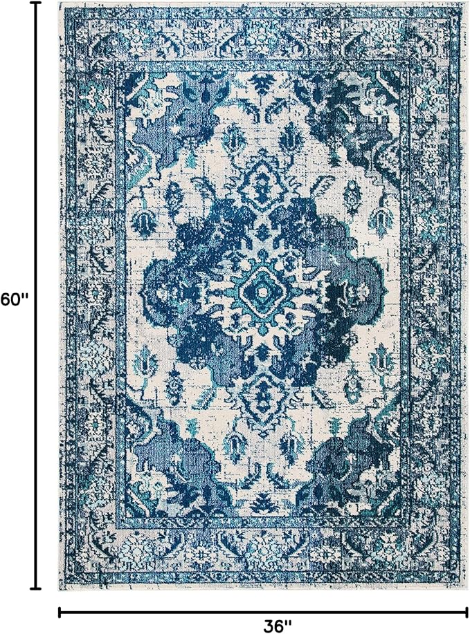 SAFAVIEH Monaco Collection MNC243A Boho Chic Medallion Distressed Non-Shedding - Image 2