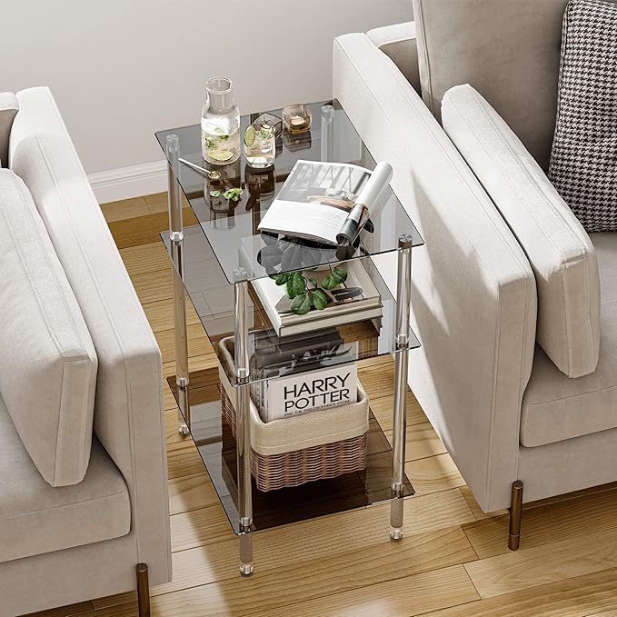 Tempered Glass Side Tables Set of 2 Acrylic End Table - Image 10
