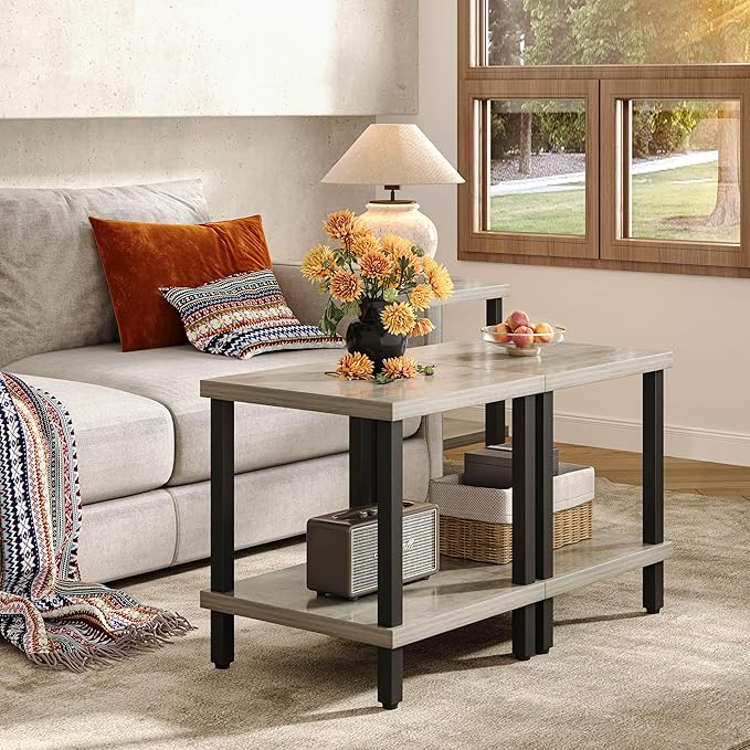 Large End Table Square Side Table Modern Sofa Table 20 Inch Industrial Coffee - Image 5