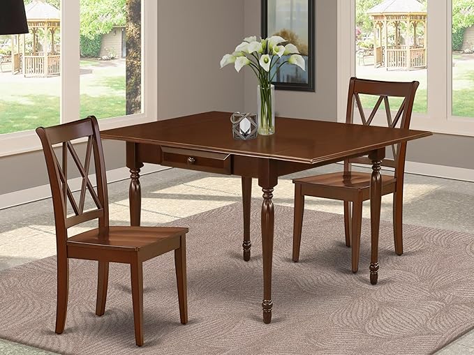 East West Furniture MZCL3-MAH-W 3 Piece Kitchen Table Set - Image 2