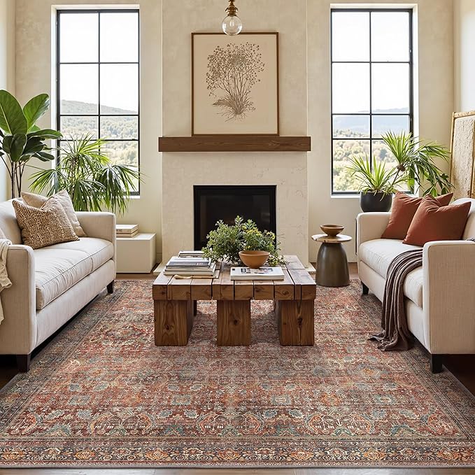 GENIMO 3x5 Area Rugs for Living Room, Machine Washable Non Slip Vintage Rugs - Image 2