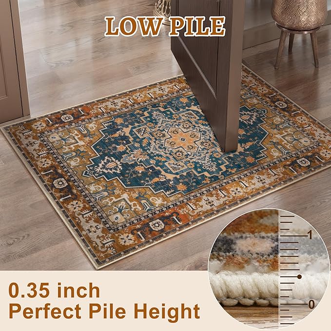 Tangsoo 4x6 Washable Rug Vintage Non Slip Indoor, Distressed Carpet - Image 5