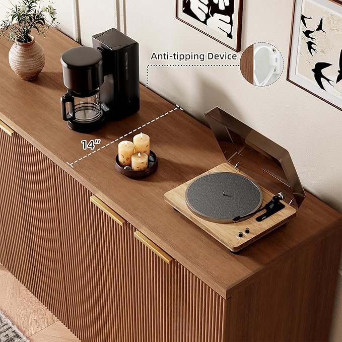 Sideboard Buffet Cabinet with Storage, 4 Doors Wood Entryway Cabinet, Modern - Image 3