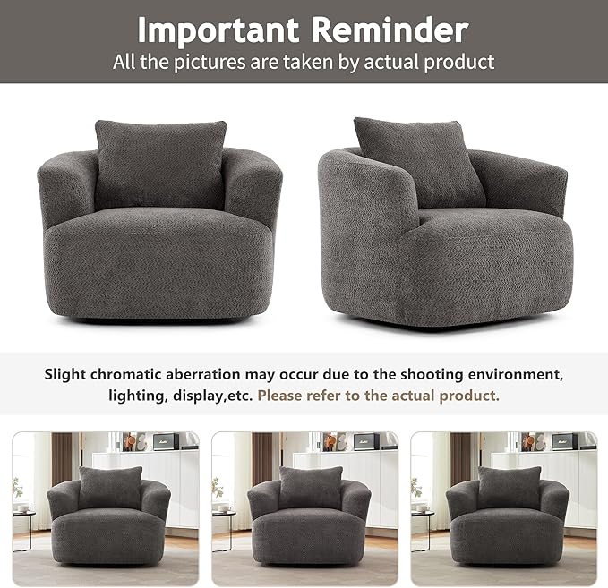 Merax Modern 360° Chenille Swivel Barrel Chair - Image 6