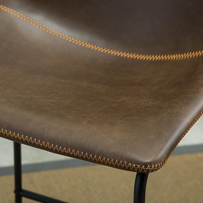Roundhill Furniture Lotusville Vintage PU Leather Counter Height Stools - Image 7