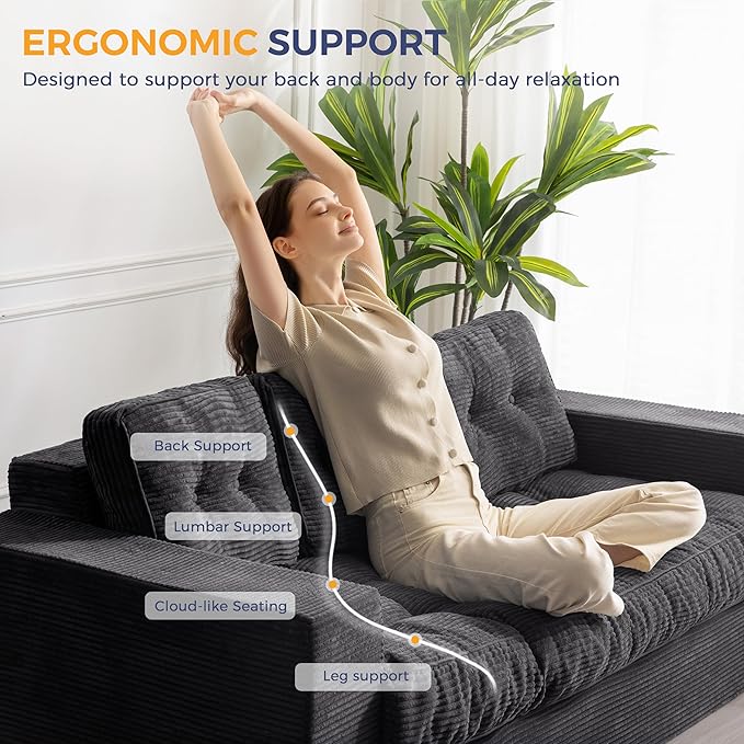 MAXYOYO 3 Seater Couch for Living Room, Boneless Couch - Image 5