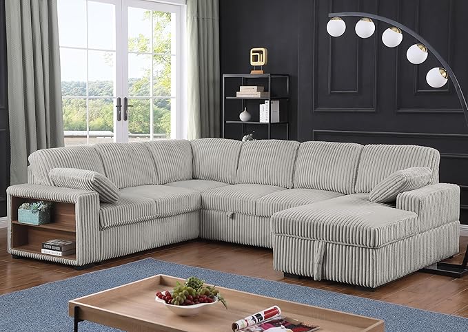 Eafurn Oversized U Shaped Convertible Sleeper Sectional Sofa w/Pull Out Couch by Unknown