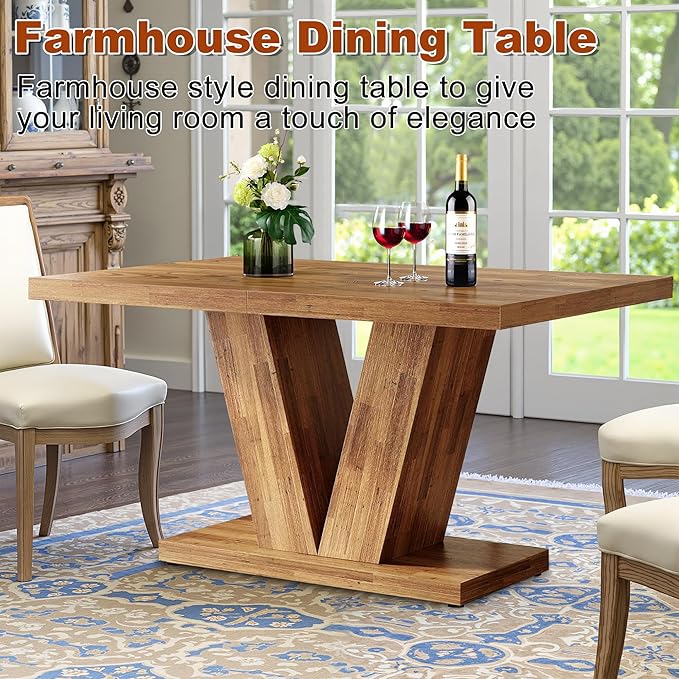 47 Inch Dining Table for 4, Farmhouse Dinner Table Wooden Kitchen Tables - Image 6